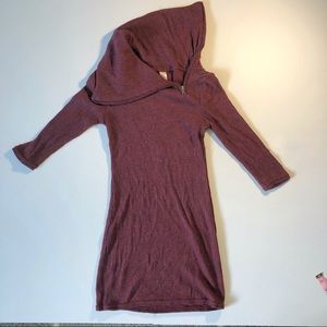 Burgundy Maroon Sweater Dress, turtleneck, S